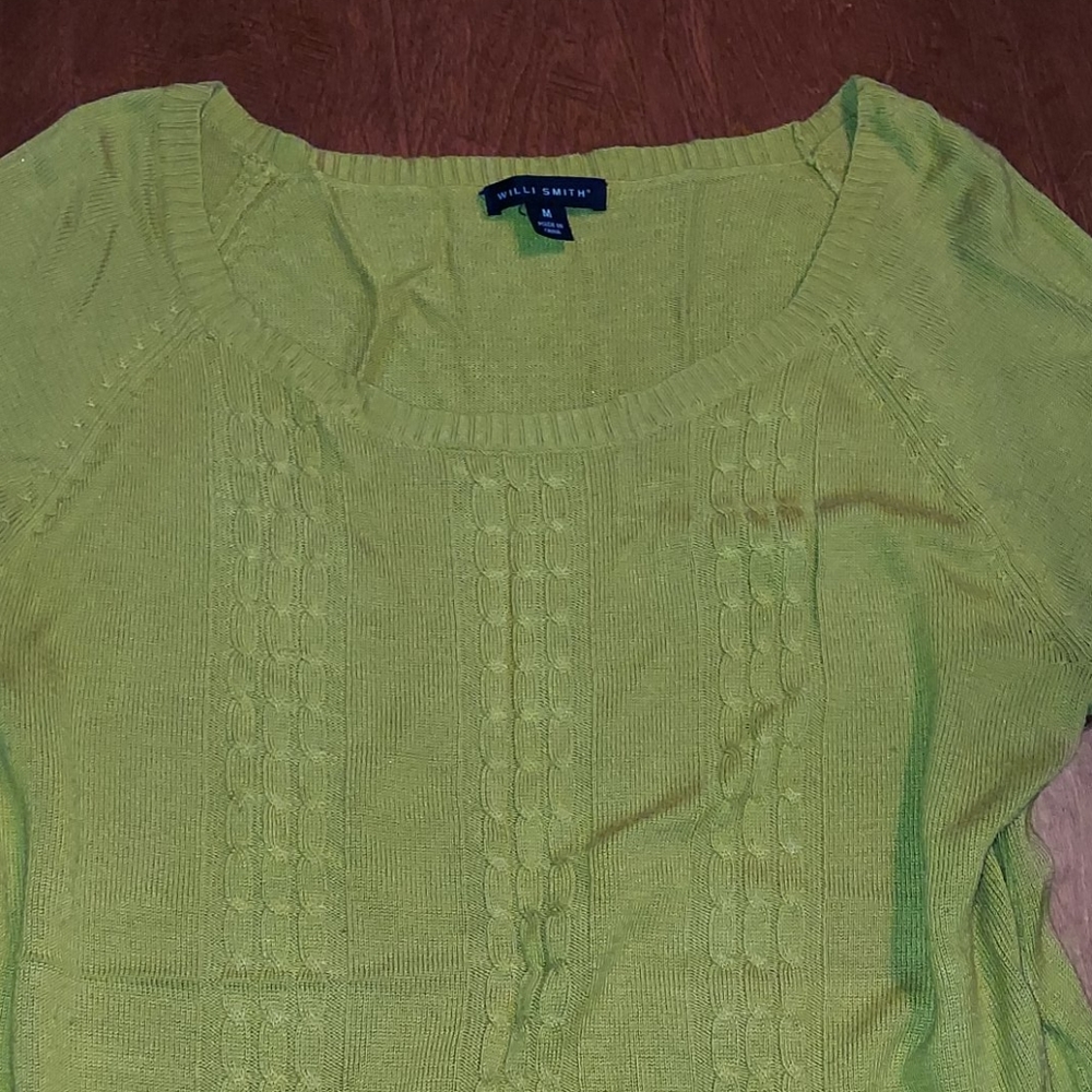 Willi Smith Long Sleeve Knit Top Chartreuse ~ M
